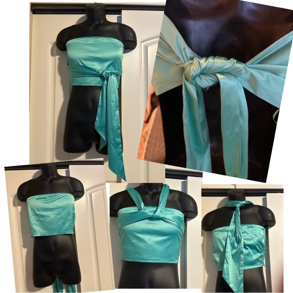 NWOT! “KImchi Blue”  Turquoise Strapless Satin Wrap.